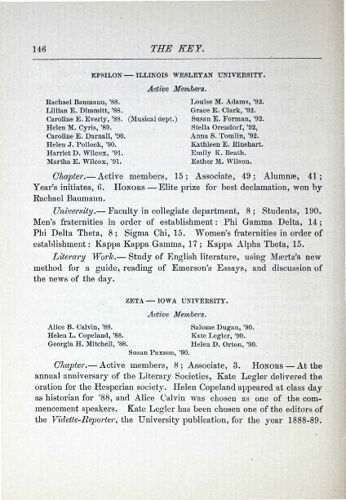 Chapter Reports: Zeta - Iowa University, September 1888 (image)